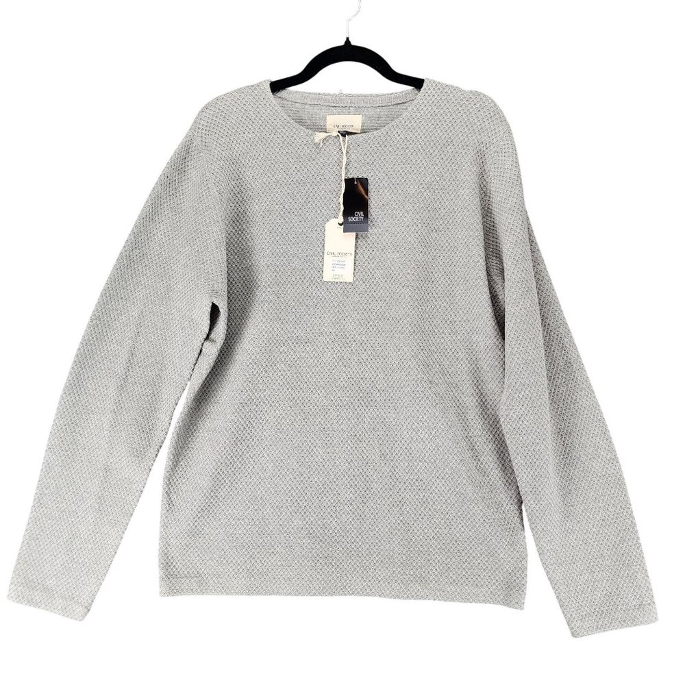 Civil Society Sweater Mens Large Gray Textured Crewneck Pullover *NWT*